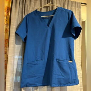 Figs Blue Scrubs v neck top size medium
